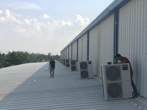 Lắp đặt 12 máy lạnh ống gió cho nhà xưởng tại kcn phước đông tây ninh