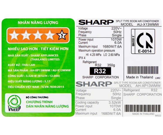 MÁY LẠNH SHARP INVERTER 1.5 HP AH-XP13WMW