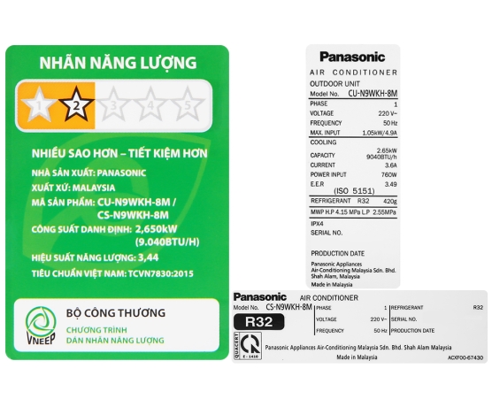 MÁY LẠNH PANASONIC 1 HP CU/CS-N9WKH-8M